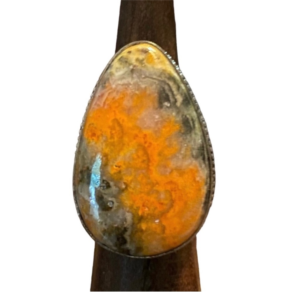 Bumblebee Jasper Sterling Silver Ring, Size 5.5